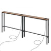 VEVOR Narrow Console Table, 2 Pack Behind Couch Table with Power Outlets, 1-Tier Long Entryway Table, Narrow Sofa Table with Metal Frame and Charge Station, for Entryway, Hallway, Living Room