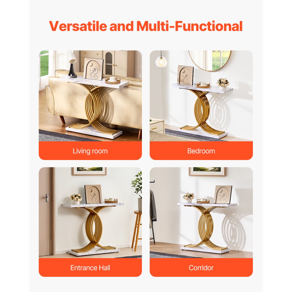 VEVOR Narrow Console Sofa Table, 39.4 inches Behind Couch Table, 1-Tier Long Entryway Table and Skinny Hallway Table, Narrow Sofa Table with Metal Frame, for Entryway, Hallway, Living Room & Bedroom