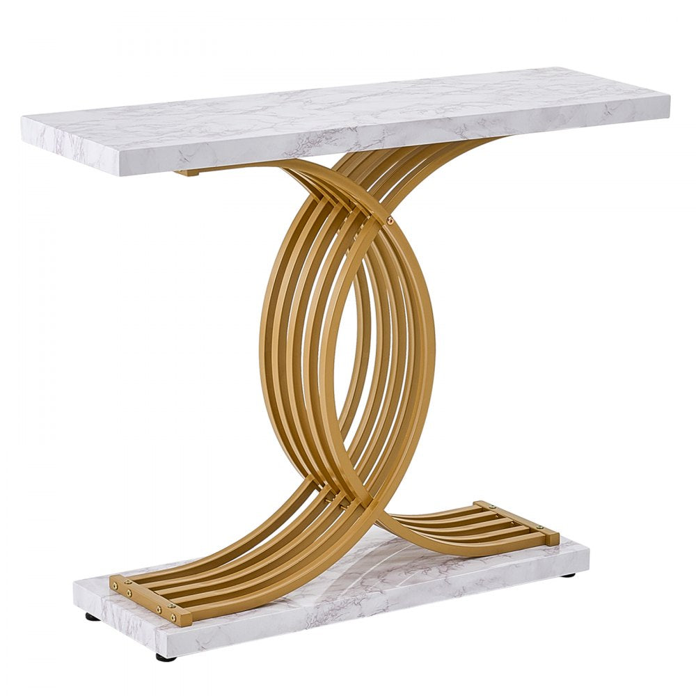 VEVOR Narrow Console Sofa Table, 39.4 inches Behind Couch Table, 1-Tier Long Entryway Table and Skinny Hallway Table, Narrow Sofa Table with Metal Frame, for Entryway, Hallway, Living Room & Bedroom