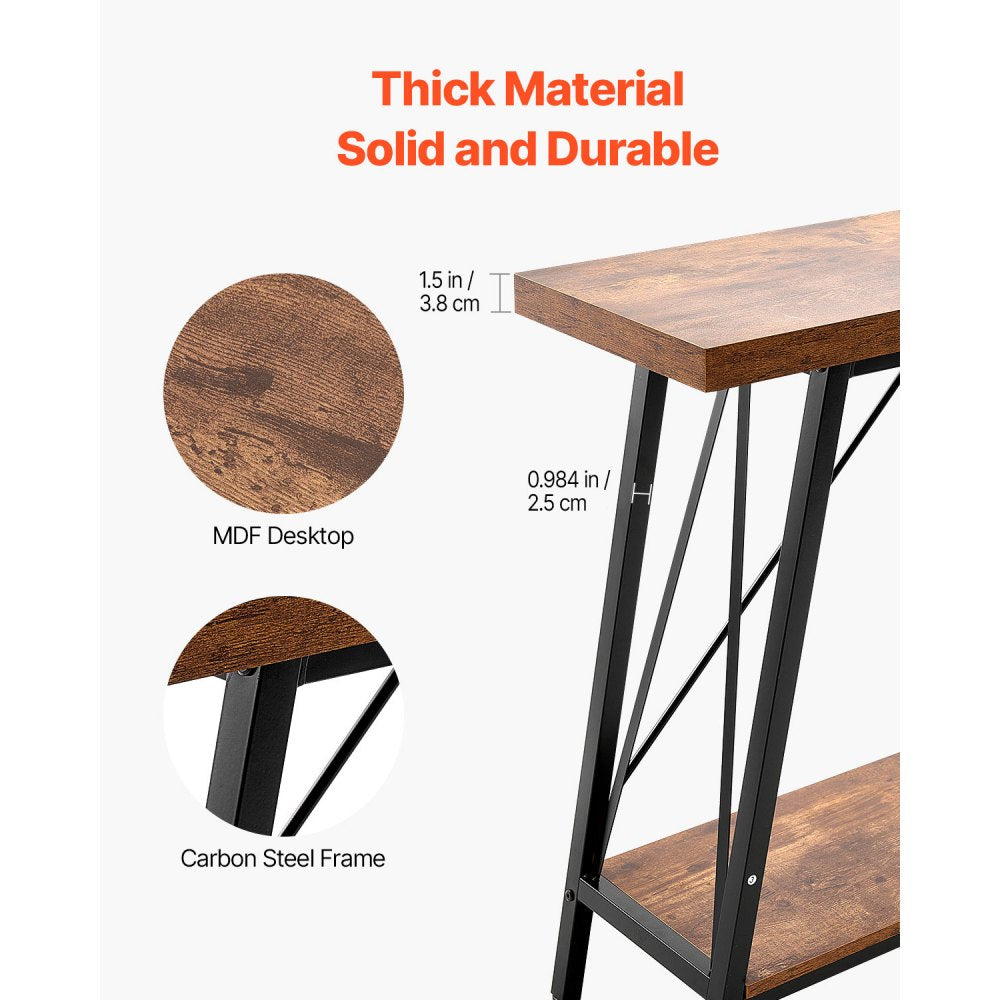 VEVOR Narrow Console Sofa Table, 70.9 inches Behind Couch Table, 2-Tier Long Entryway Table and Skinny Hallway Table, Narrow Sofa Table with Metal Frame, for Entryway, Hallway, Living Room & Bedroom
