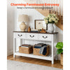 VEVOR 47 in Console Table, Farmhouse Desk Behind the Couch with Drawers and Bottom Storage Shelf, Wooden Rectangle Entrance Narrow Sofa Table for Hallway, Bedroom, Living Room, Foyer, Brown + White