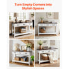 VEVOR 47 in Console Table, Farmhouse Desk Behind the Couch with Drawers and Bottom Storage Shelf, Wooden Rectangle Entrance Narrow Sofa Table for Hallway, Bedroom, Living Room, Foyer, Brown + White