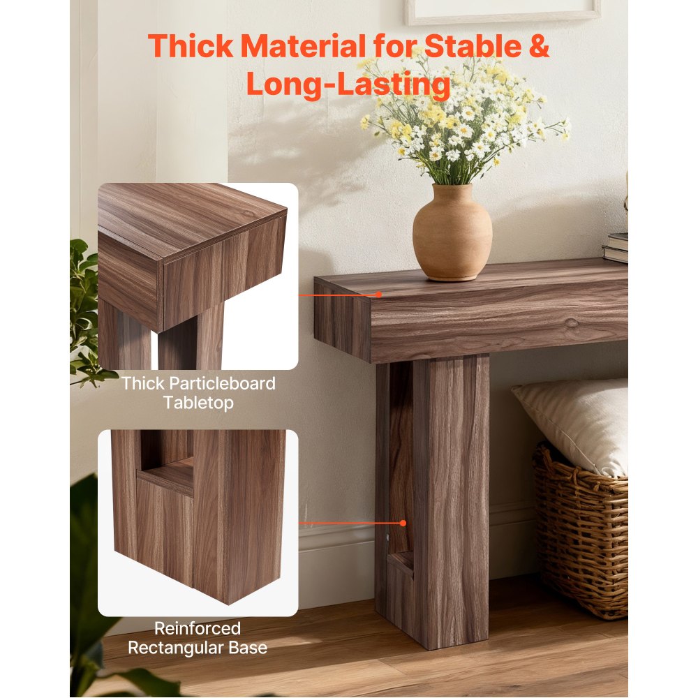 VEVOR 63 in Console Table, Farmhouse Desk Behind the Couch, Wooden Rectangle Entrance Desk, Narrow Long Sofa Table Accent Stand for Hallway, Bedroom, Living Room, Foyer, Easy Assembly, Brown