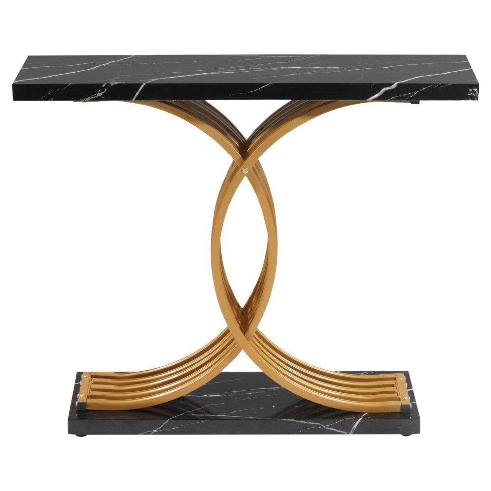 VEVOR 39 in Gold Console Table, Modern Desk Behind the Couch, Wood Rectangle Entrance Desk, Narrow Long Sofa Table Accent Stand with Metal Legs for Hallway, Bedroom, Living Room, Foyer, Easy Assembly