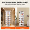 VEVOR 7 Tiers Rotating Shoe Rack Tower, 360°Spinning Shoe Display, Revolving Shoe Rack Storage Round Carousel, Lazy Susan Shoe Rack Organizer, Ideal for Bedroom, Living Room, Entryway, White