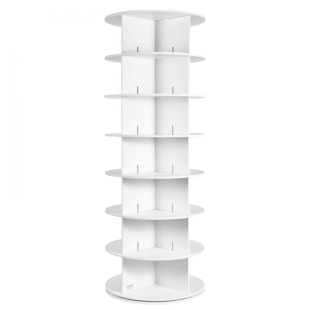 VEVOR 7 Tiers Rotating Shoe Rack Tower, 360°Spinning Shoe Display, Revolving Shoe Rack Storage Round Carousel, Lazy Susan Shoe Rack Organizer, Ideal for Bedroom, Living Room, Entryway, White