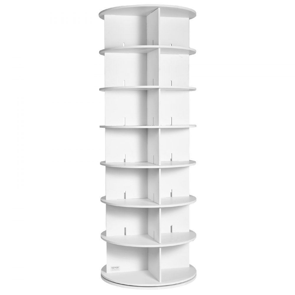 VEVOR 7 Tiers Rotating Shoe Rack Tower, 360°Spinning Shoe Display, Revolving Shoe Rack Storage Round Carousel, Lazy Susan Shoe Rack Organizer, Ideal for Bedroom, Living Room, Entryway, White