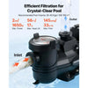 VEVOR Variable Speed Pool Pump, 2 HP, AC 220-240V, 145 GPM, In/Above Swimming Pool Pump with Filter Basket, Powerful Self Priming, Programmable Timer, for Inground and Above Ground Swimming Pool