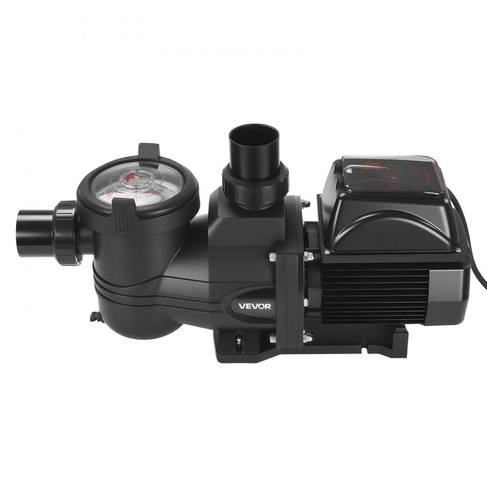 VEVOR Variable Speed Pool Pump, 2 HP, AC 220-240V, 145 GPM, In/Above Swimming Pool Pump with Filter Basket, Powerful Self Priming, Programmable Timer, for Inground and Above Ground Swimming Pool