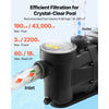 VEVOR Variable Speed Pool Pump, 3 HP, AC 220-240V, 190 GPM, In/Above Swimming Pool Pump with Filter Basket, Powerful Self Priming, Programmable Timer, for Inground and Above Ground Swimming Pool
