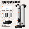 VEVOR Commercial Coffee Urn, 110 Cups Stainless Steel Large Coffee Dispenser, 1500W 110V Electric Coffee Maker Urn For Quick Brewing, Hot Water Urn with Detachable Power Cord for Easy Cleaning, Silver