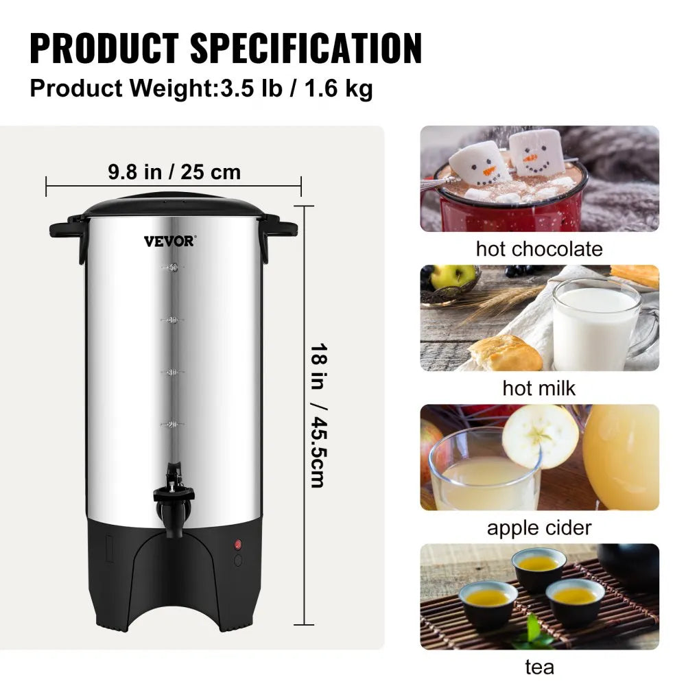 Vevor Commercial Coffee Urn 50-Cup Stainless Steel Coffee Dispenser Ne –  FactoryPure