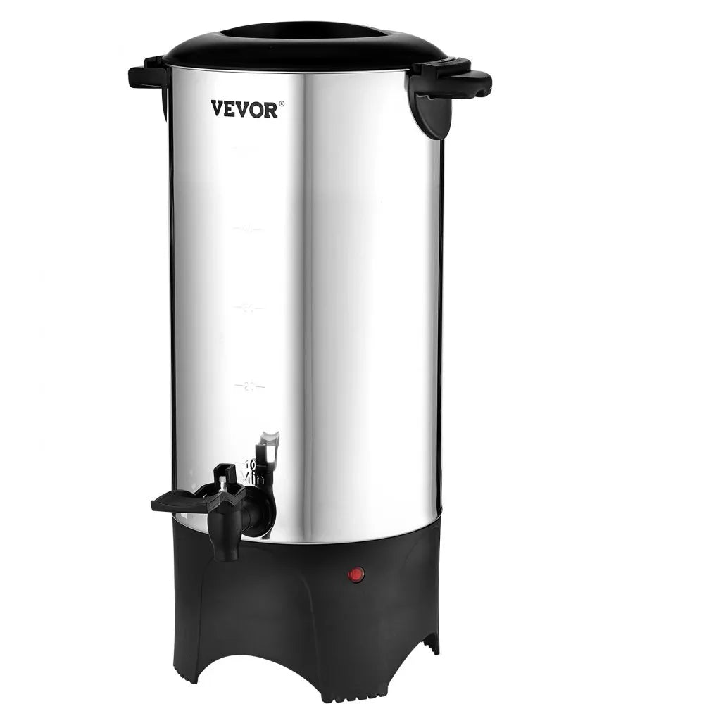 VEVOR Commercial Coffee Urn, 50 Cups Stainless Steel Large Coffee Dispenser, 1000W 110V Electric Coffee Maker Urn For Quick Brewing, Hot Water Urn with Detachable Power Cord for Easy Cleaning, Silver