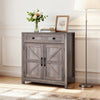 VEVOR Coffee Bar Cabinet, Farmhouse Coffee Bar Table with Drawer, Buffet Stand Cabinet with 2 Barn Doors, Sideboard Buffet Station for Living Room, Entryway, Kitchen, 29.5 x 14.7 x 31.5 in, Grey