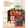 VEVOR Coffee Bar Cabinet, Mid Century Fluted Coffee Bar Table with 2-Tier Storage, Buffet Stand Cabinet with Barn Door, Sideboard Buffet Station for Living Room, Entryway, 31.5 x 14.7 x 31.5 in, Black