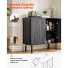 VEVOR Coffee Bar Cabinet, Mid Century Fluted Coffee Bar Table with 2-Tier Storage, Buffet Stand Cabinet with Barn Door, Sideboard Buffet Station for Living Room, Entryway, 31.5 x 14.7 x 31.5 in, Black