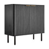 VEVOR Coffee Bar Cabinet, Mid Century Fluted Coffee Bar Table with 2-Tier Storage, Buffet Stand Cabinet with Barn Door, Sideboard Buffet Station for Living Room, Entryway, 31.5 x 14.7 x 31.5 in, Black