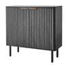 VEVOR Coffee Bar Cabinet, Mid Century Fluted Coffee Bar Table with 2-Tier Storage, Buffet Stand Cabinet with Barn Door, Sideboard Buffet Station for Living Room, Entryway, 31.5 x 14.7 x 31.5 in, Black