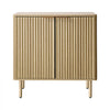 VEVOR Coffee Bar Cabinet, Mid Century Fluted Coffee Bar Table with 2-Tier Storage, Buffet Stand Cabinet with 2 Barn Door, Sideboard Buffet Station for Living Room, Entryway, 31.5 x 14.7 x 31.5 in, Oak