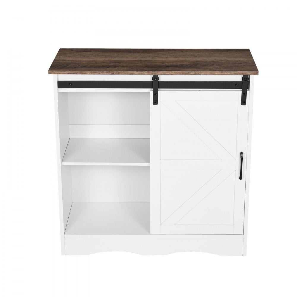 VEVOR Coffee Bar Cabinet, 31.5 x 13.8 x 31.5 in Farmhouse Coffee Bar Cabinet with 3-Tier Storage, Coffee Bar Table with Barn Door, Farmhouse Sideboard Buffet Cabinet for Living Room, Entryway