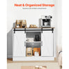 VEVOR Coffee Bar Cabinet, 41.8 x 15.8 x 32.1 in Farmhouse Coffee Bar Cabinet with 3-Tier Storage, Coffee Bar Table with Barn Doors, Farmhouse Sideboard Buffet Cabinet for Living Room, Entryway