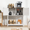VEVOR Coffee Bar Cabinet, 41.8 x 15.8 x 32.1 in Farmhouse Coffee Bar Cabinet with 3-Tier Storage, Coffee Bar Table with Barn Doors, Farmhouse Sideboard Buffet Cabinet for Living Room, Entryway