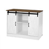 VEVOR Coffee Bar Cabinet, 41.8 x 15.8 x 32.1 in Farmhouse Coffee Bar Cabinet with 3-Tier Storage, Coffee Bar Table with Barn Doors, Farmhouse Sideboard Buffet Cabinet for Living Room, Entryway