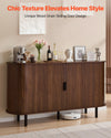 VEVOR Coffee Bar Cabinet, Mid Century Fluted Coffee Bar Table, Buffet Stand Cabinet with 2 Sliding Doors, Sideboard Buffet Station for Living Room, Entryway, Kitchen, 55.1 x 15.7 x 29.5 in, Walnut