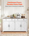 VEVOR Coffee Bar Cabinet, Farmhouse Coffee Bar Table with 2 Drawers, Buffet Stand Cabinet with 4 Barn Doors, Sideboard Buffet Station for Living Room, Entryway, Kitchen, 55.1 x 15.5 x 31.5 in, White
