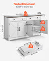 VEVOR Coffee Bar Cabinet, Farmhouse Coffee Bar Table with 2 Drawers, Buffet Stand Cabinet with 4 Barn Doors, Sideboard Buffet Station for Living Room, Entryway, Kitchen, 55.1 x 15.5 x 31.5 in, White