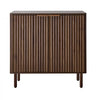 VEVOR Coffee Bar Cabinet, Mid Century Fluted Coffee Bar Table with 2-Tier Storage, Buffet Stand Cabinet with Barn Door, Sideboard Buffet Station for Living Room, Entryway, 31.5 x 14.7 x 31.5 in Walnut