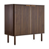 VEVOR Coffee Bar Cabinet, Mid Century Fluted Coffee Bar Table with 2-Tier Storage, Buffet Stand Cabinet with Barn Door, Sideboard Buffet Station for Living Room, Entryway, 31.5 x 14.7 x 31.5 in Walnut