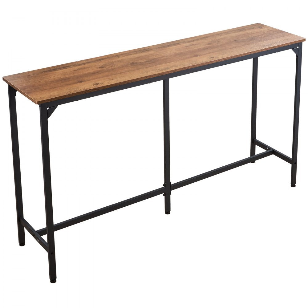 VEVOR Bar Table, 1PCS 53″ Kitchen Bar Table, Tall Dining Tables with Rounded Edge, Rectangular High Top Kitchen Tables for Balcony, Living Room, Light Brown, Black, Extended Horizontal Design