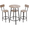 VEVOR Bar Table, 3PCS 23.5″ Bars Tables Set, Bar Tables and Chair Set with Rounded Corner Design, Round Pub Table with Two Stools for Office Desk, Breakfast Corner, Mini Bars, Light Gray, Black