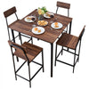 VEVOR Bar Table, 5PCS 35″ Bars Tables Set, Bar Tables and Chair Set with Rounded Edge Design, Square Pub Table with Four Stools for Living Room, Dining Room, Kitchen, Walnut Color, Black