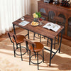 VEVOR Bar Table, 5PCS 47″ Bars Tables Set, Bar Tables and Chair Set with Rounded Edge Design, Rectangular Pub Table with Four Stools for Living Room, Dining Room, Kitchen, Walnut Color, Black