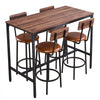 VEVOR Bar Table, 5PCS 47″ Bars Tables Set, Bar Tables and Chair Set with Rounded Edge Design, Rectangular Pub Table with Four Stools for Living Room, Dining Room, Kitchen, Walnut Color, Black