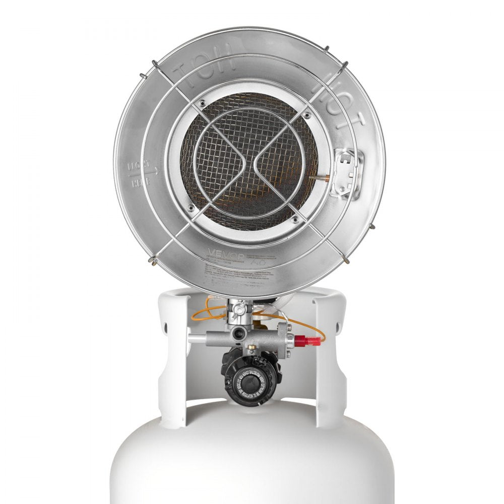 VEVOR Propane Tank Top Heater with Portable Trolley, 15000 BTU Rapid Heating 180-Degree Infrared Radiant Tank Top Gas Heater for 20-40lb Propane Tanks, for Ice Fishing/ Hunting/Outdoor Single Burner