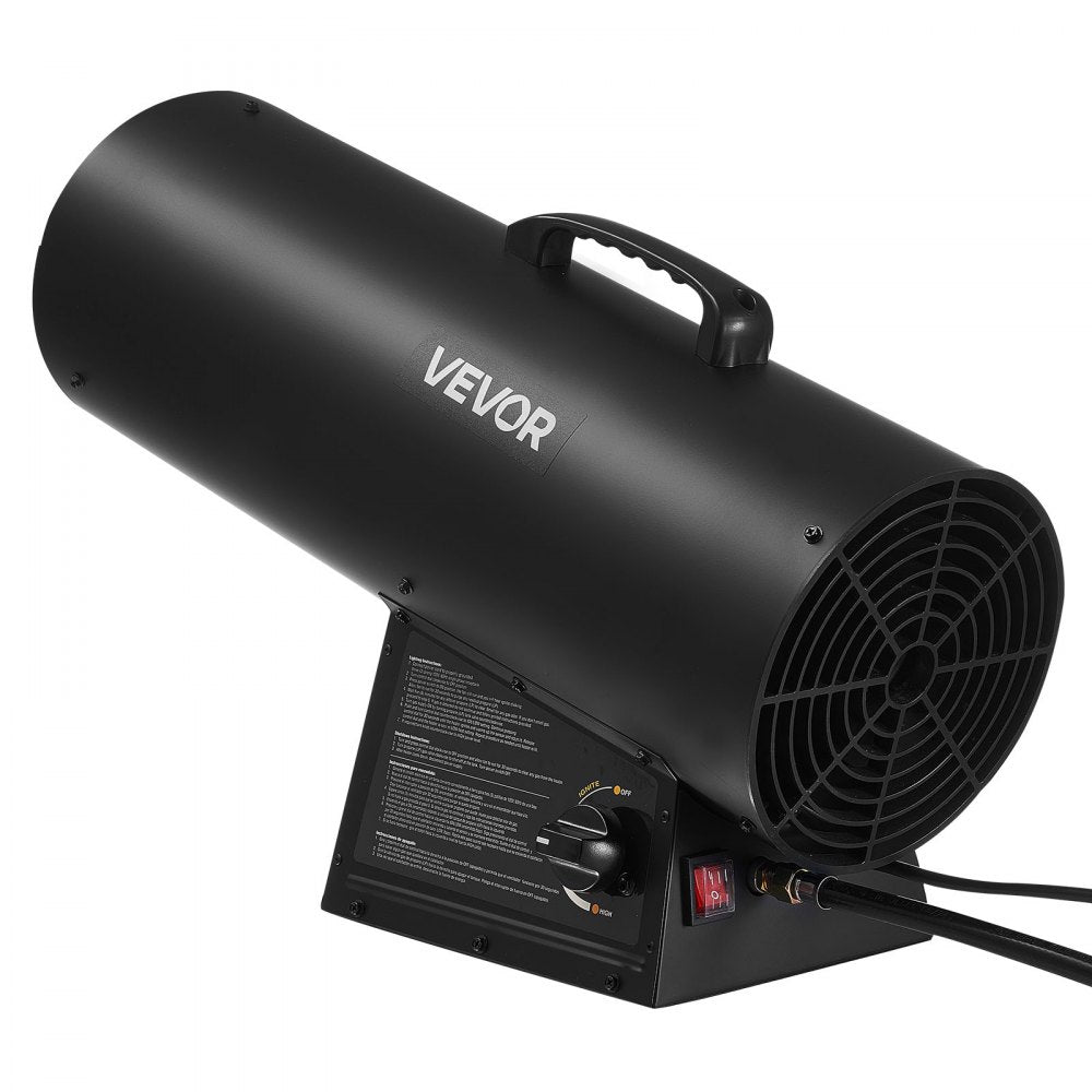 VEVOR Propane Heater, 125000BTU Forced Air Propane Heater with Stepless Temp Settings & security Protection, Portable Garage/Shop Barrel Heater for Garages, Job Sites,Indoor/Outdoor