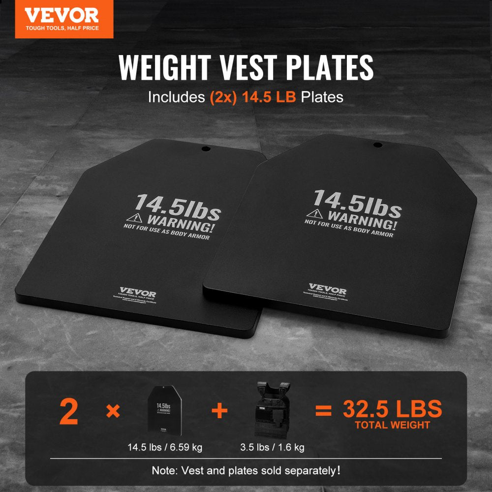 VEVOR Weight Vest Plates, 14.5 LB Pairs, Premium Steel Weighted plates, Contoured Ergonomic Fit – WODs, Additional Weight for Weight Vests, for Strength Training, Running, Fitness, Heavy Workouts