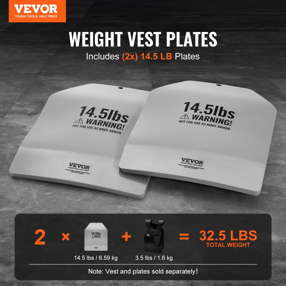 VEVOR Curved Weight Vest Plates, 14.5 LB Pairs, Premium Steel Weighted plates, Contoured Ergonomic Fit – WODs, Additional Weight for Weight Vests, for Strength Training, Running, Heavy Workouts