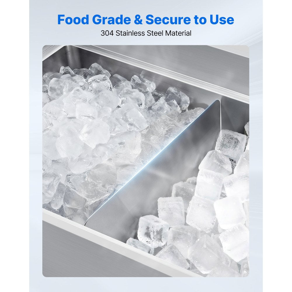VEVOR Ice Bin Partition, 15.2 x 5.55 Inch, Stainless Steel Divider for 19 Inch Bar Ice Bins, Stable Bottom Support & Easy to Clean, Food Grade 304 Stainless Steel for Kitchen, Bar, Restaurant, Pub