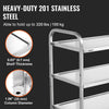 VEVOR Kitchen Utility Cart, 3 Tiers, Wire Rolling Cart with 450LBS Capacity, Steel Service Cart on Wheels, Metal Storage Trolley with 80mm Basket Curved Handle PP Liner 6 Hooks, for Indoor and Outdoor