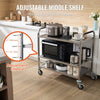 VEVOR Kitchen Utility Cart, 3 Tiers, Wire Rolling Cart with 450LBS Capacity, Steel Service Cart on Wheels, Metal Storage Trolley with 80mm Basket Curved Handle PP Liner 6 Hooks, for Indoor and Outdoor
