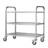 VEVOR Kitchen Utility Cart, 3 Tiers, Wire Rolling Cart with 450LBS Capacity, Steel Service Cart on Wheels, Metal Storage Trolley with 80mm Basket Curved Handle PP Liner 6 Hooks, for Indoor and Outdoor