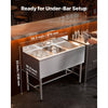 VEVOR 3 Compartment Sink, 18-Gauge 304 Stainless Steel, 10" x 14" x 10" Bowl Size, 3 Bay Commercial Under Bar Sink with Backsplash and Efficient Drainage for Kitchen, Restaurant, Food Truck & Home Use
