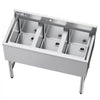 VEVOR 3 Compartment Sink, 18-Gauge 304 Stainless Steel, 10" x 14" x 10" Bowl Size, 3 Bay Commercial Under Bar Sink with Backsplash and Efficient Drainage for Kitchen, Restaurant, Food Truck & Home Use