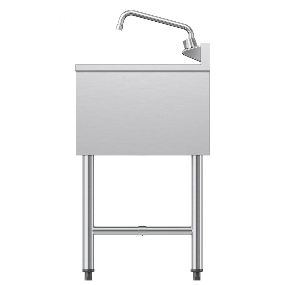 VEVOR 3 Compartment Sink, 18-Gauge 304 Stainless Steel, 10" x 14" x 10" Bowl Size, 3 Bay Commercial Under Bar Sink with Double Drainboard and Backsplash for Kitchen, Restaurant, Food Truck & Home Use