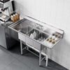 VEVOR 3 Compartment Sink, 18-Gauge 304 Stainless Steel, 10" x 14" x 10" Bowl Size, 3 Bay Commercial Kitchen Prep & Utility Sink with 2 Drainboards and Backsplash for Restaurant, Food Truck & Home Use