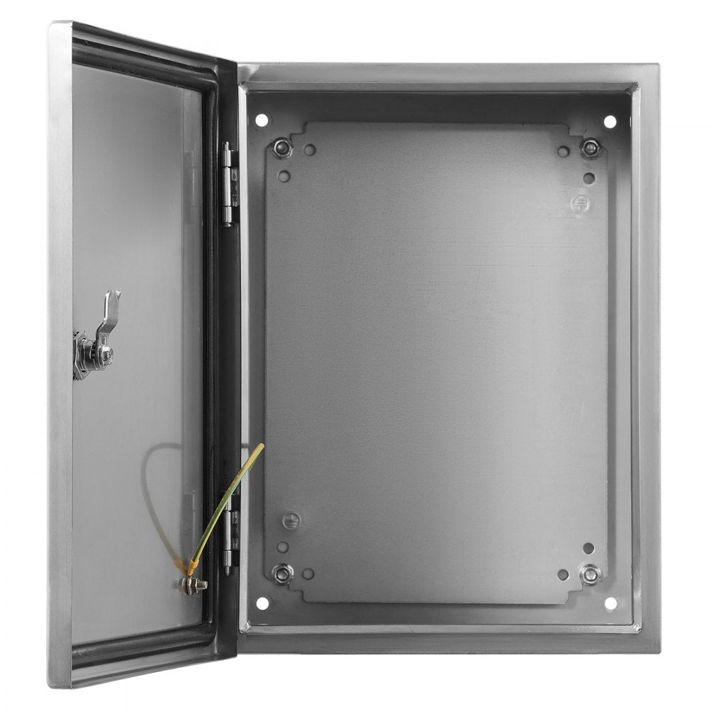 VEVOR Steel Electrical Box, 20"x 16"x 8", 304 Stainless Steel Electrical Enclosure Box, Wall-Mounted Outdoor Electrical Electronic Equipment Enclosure with Mounting Plate Hinges Lock, IP66 Waterproof